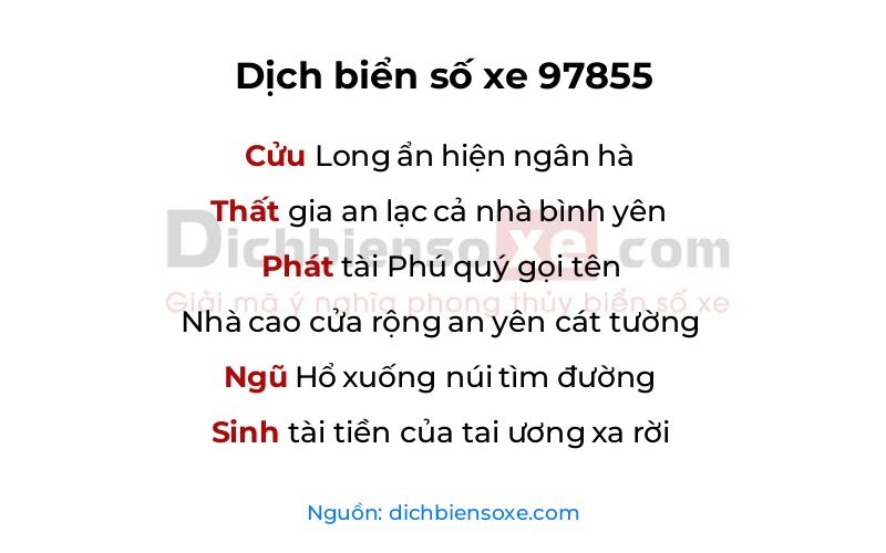 Dịch thơ biển số 97855