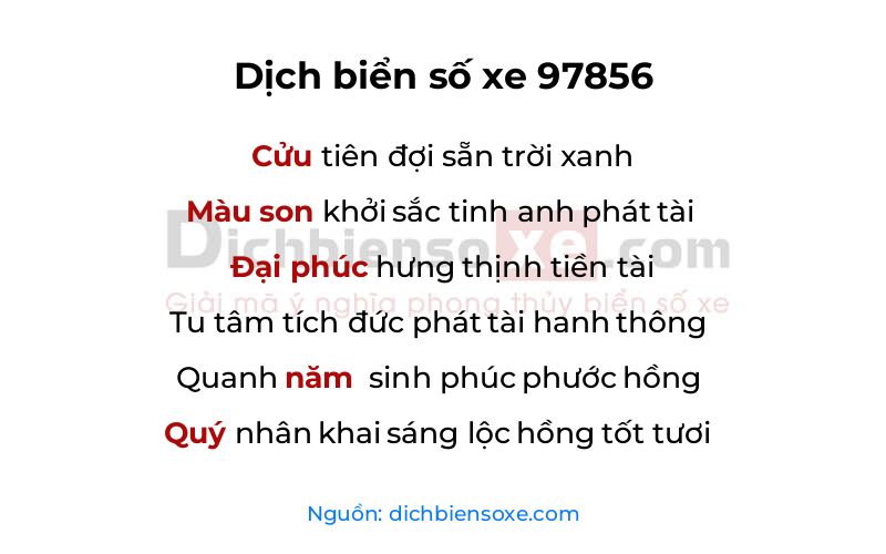 Dịch thơ biển số 97856