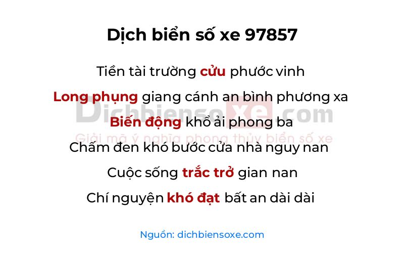 Dịch thơ biển số 97857