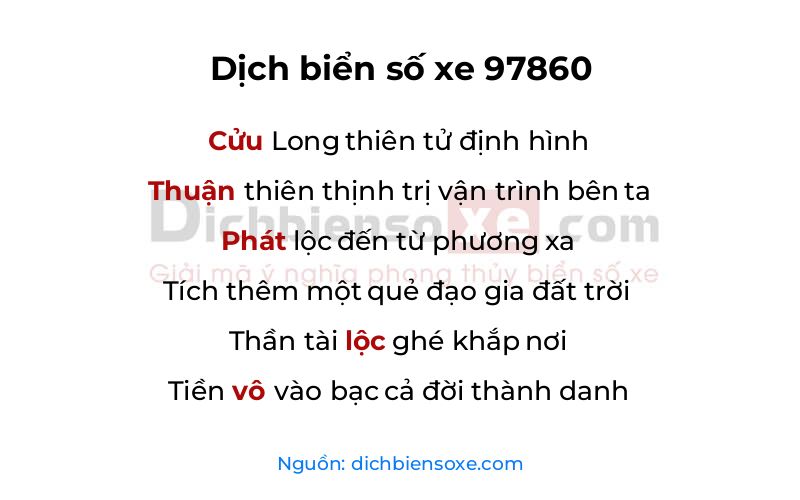 Dịch thơ biển số 97860
