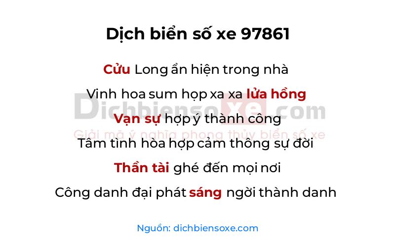 Dịch thơ biển số 97861