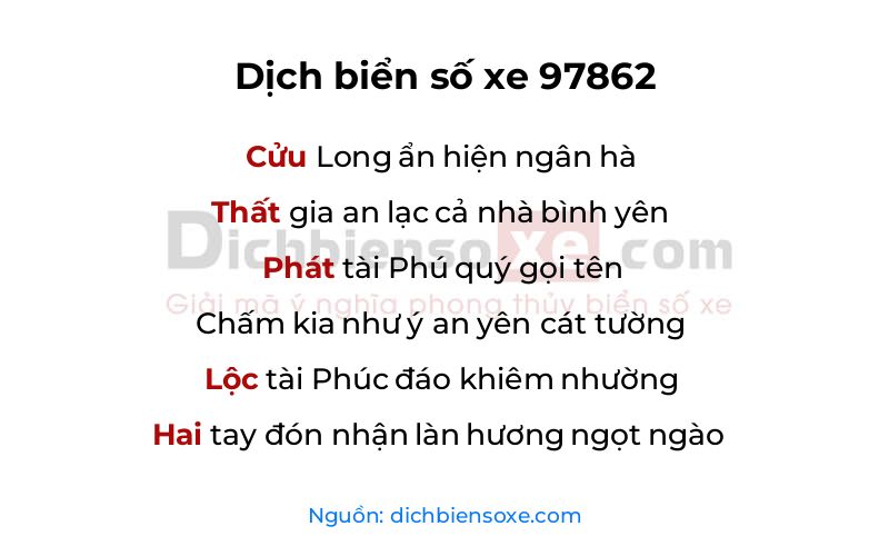 Dịch thơ biển số 97862