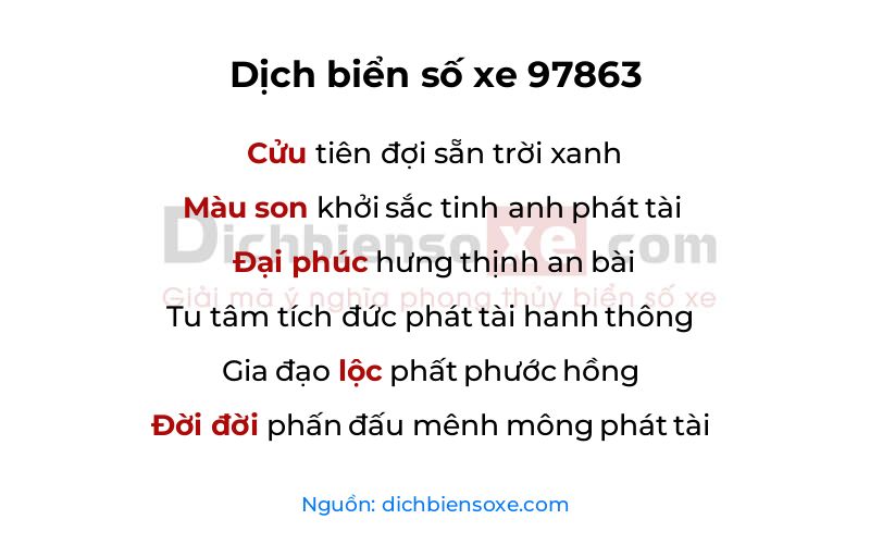 Dịch thơ biển số 97863
