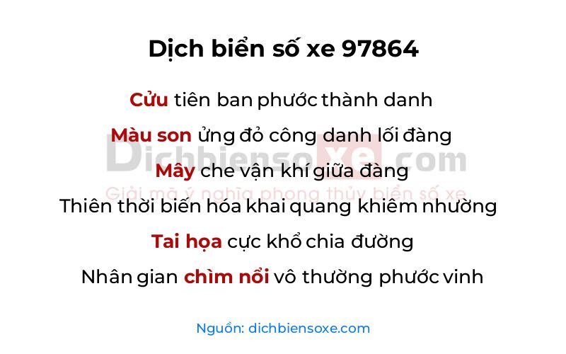 Dịch thơ biển số 97864