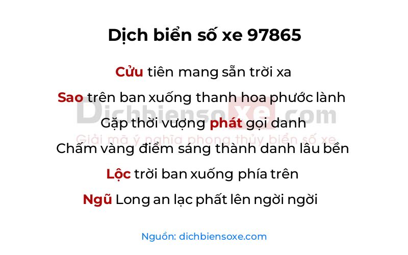 Dịch thơ biển số 97865