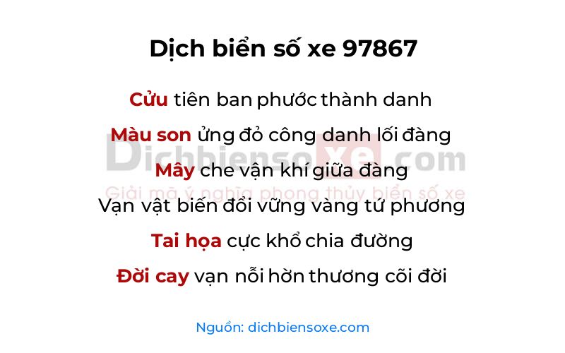 Dịch thơ biển số 97867