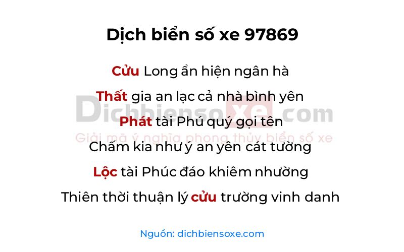 Dịch thơ biển số 97869