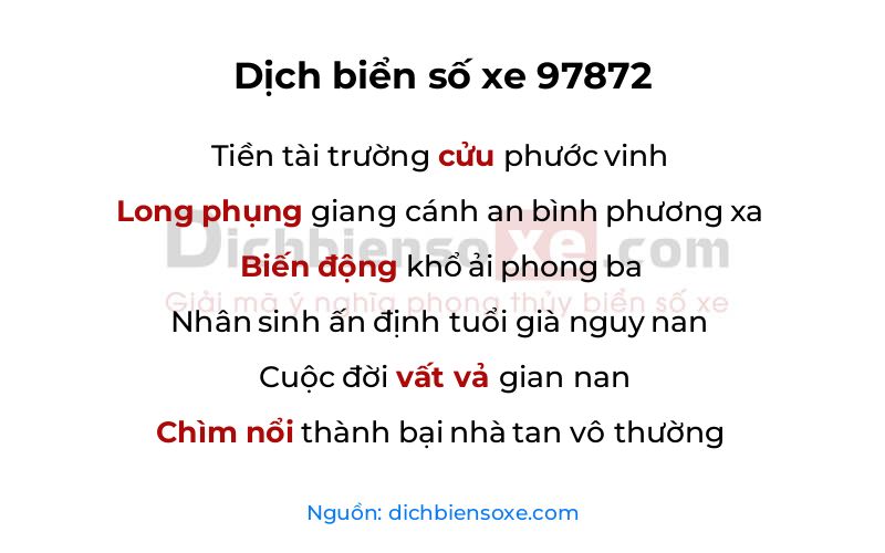 Dịch thơ biển số 97872