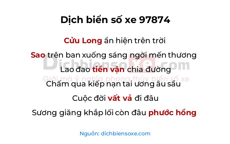 Dịch thơ biển số 97874