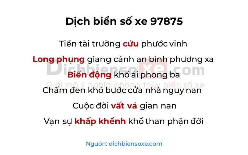 Dịch thơ biển số 97875