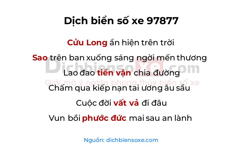Dịch thơ biển số 97877