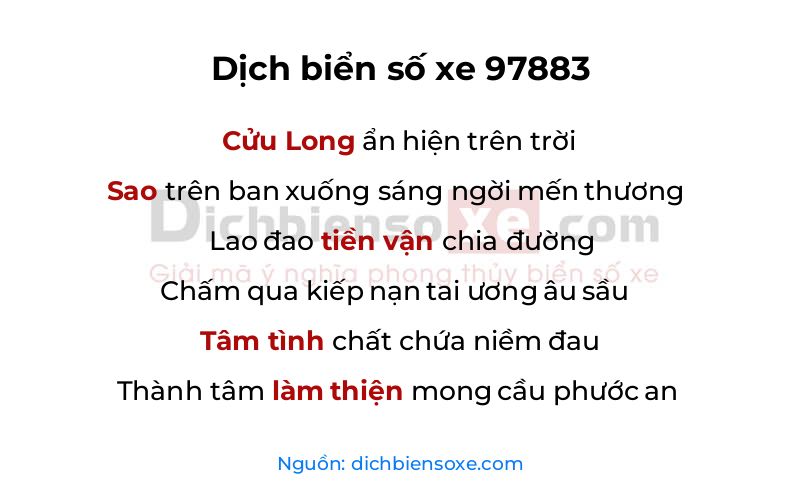 Dịch thơ biển số 97883