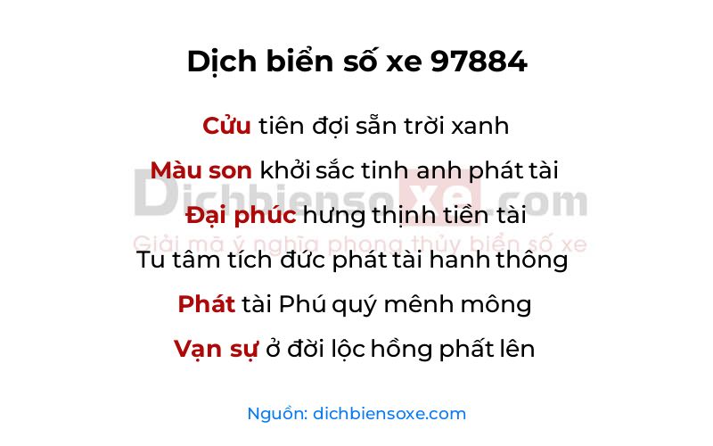 Dịch thơ biển số 97884