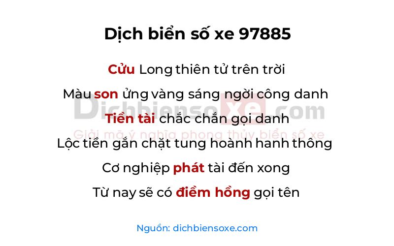 Dịch thơ biển số 97885