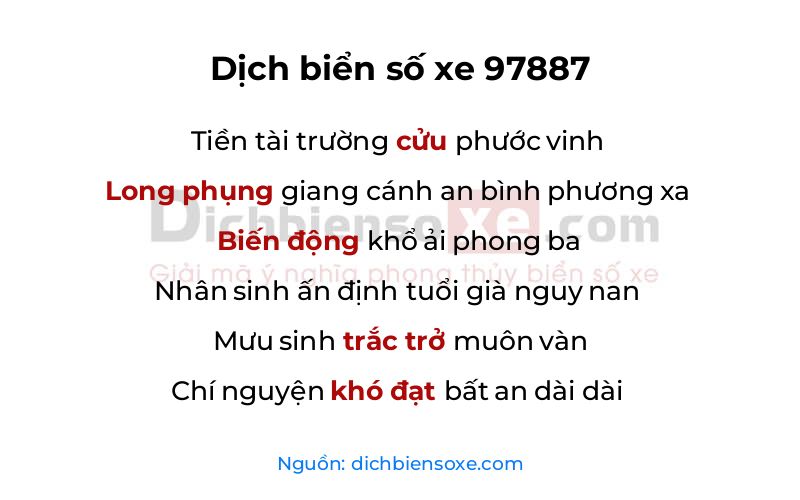 Dịch thơ biển số 97887