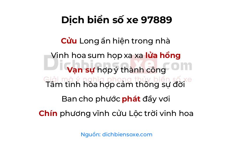 Dịch thơ biển số 97889