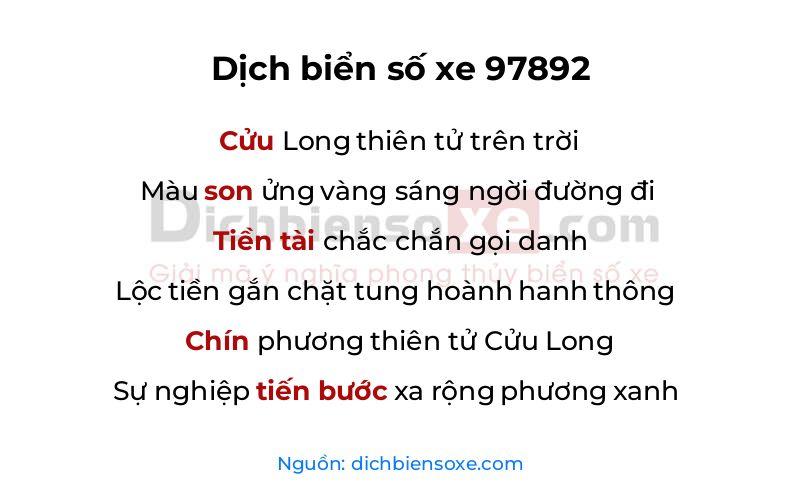 Dịch thơ biển số 97892