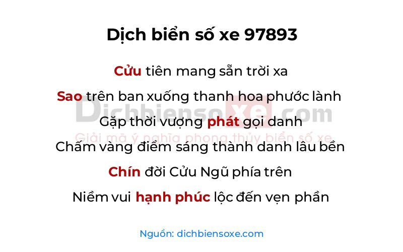 Dịch thơ biển số 97893