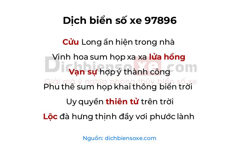 Dịch thơ biển số 97896