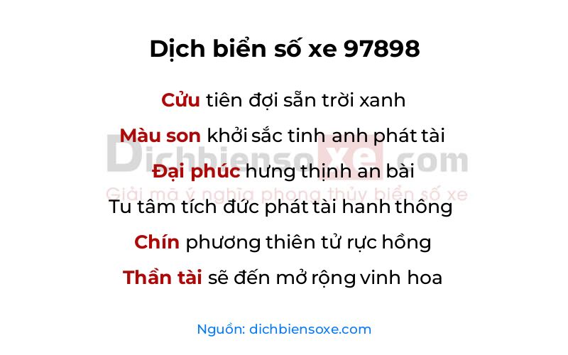 Dịch thơ biển số 97898