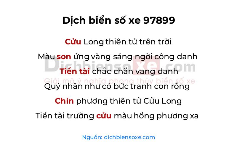 Dịch thơ biển số 97899