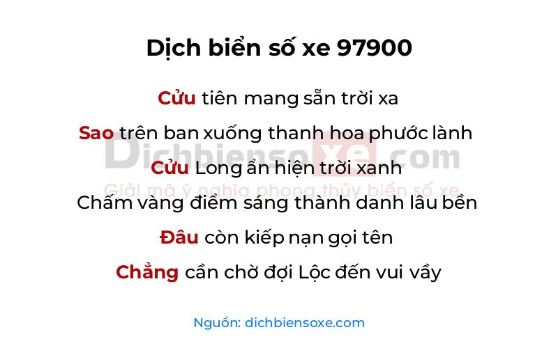 Dịch thơ biển số 97900