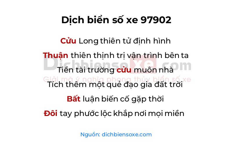 Dịch thơ biển số 97902