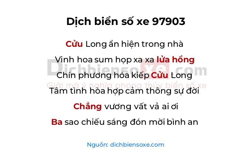 Dịch thơ biển số 97903
