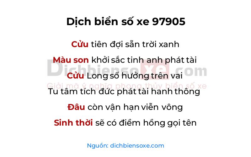 Dịch thơ biển số 97905