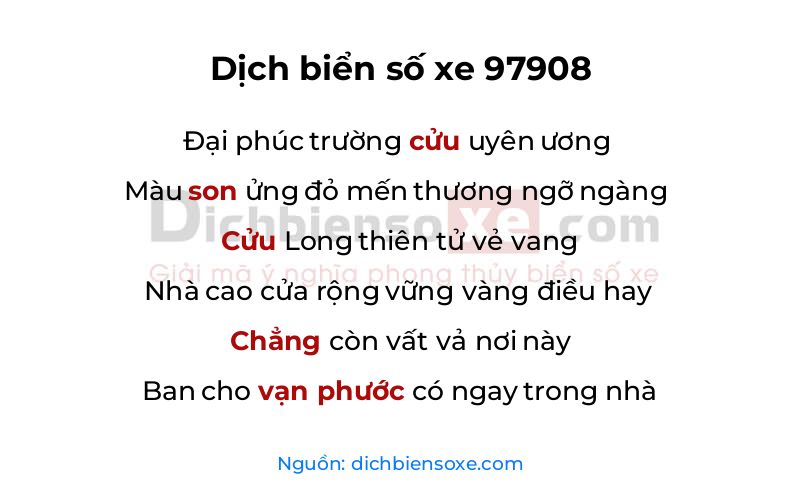 Dịch thơ biển số 97908