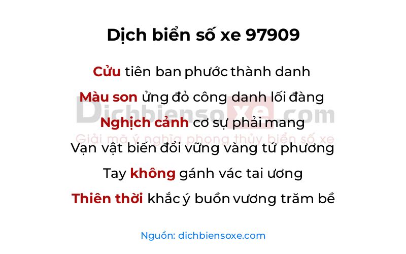 Dịch thơ biển số 97909