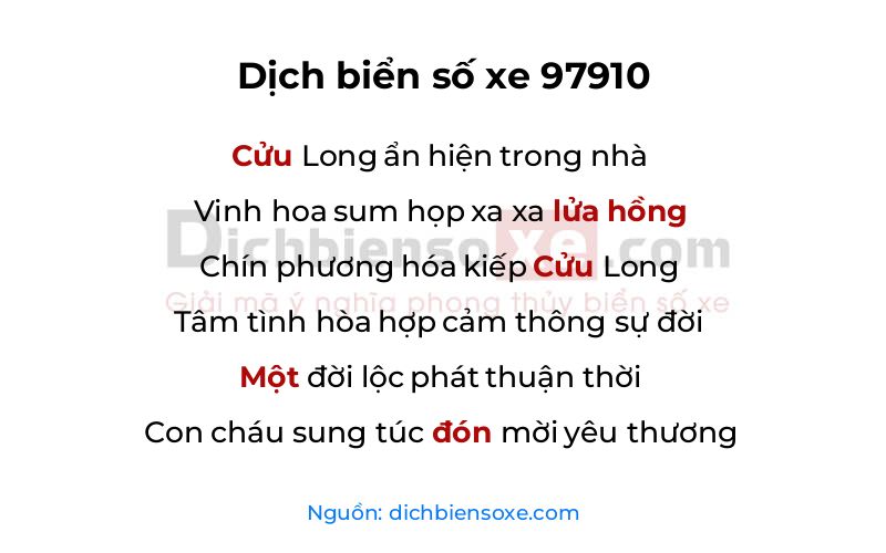 Dịch thơ biển số 97910