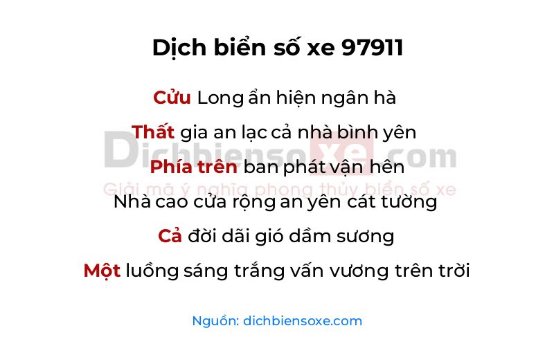 Dịch thơ biển số 97911