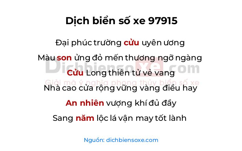 Dịch thơ biển số 97915