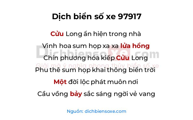 Dịch thơ biển số 97917