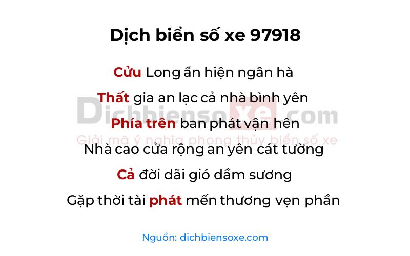 Dịch thơ biển số 97918
