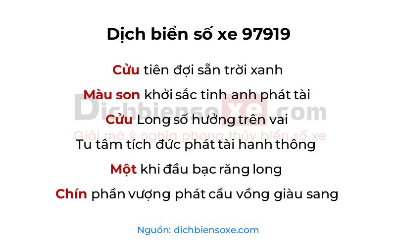 Dịch thơ biển số 97919