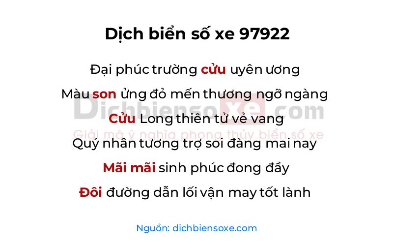 Dịch thơ biển số 97922