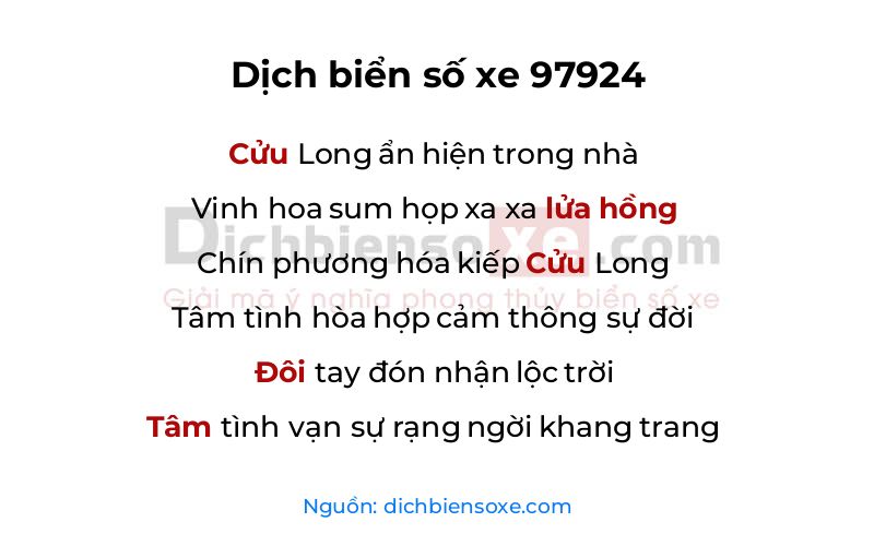 Dịch thơ biển số 97924