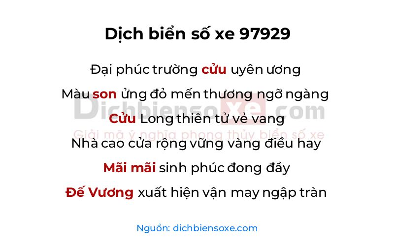 Dịch thơ biển số 97929