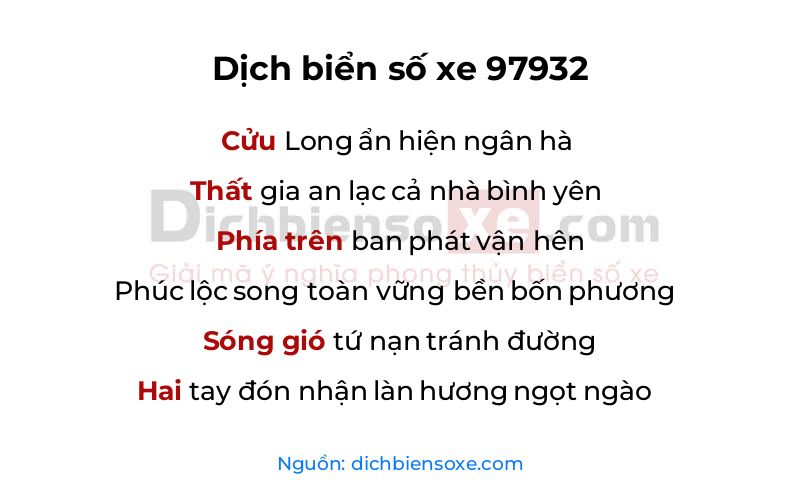Dịch thơ biển số 97932