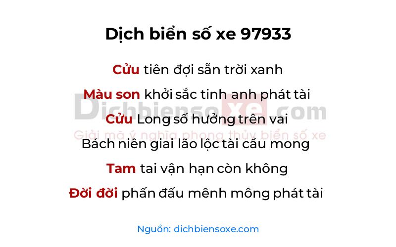 Dịch thơ biển số 97933