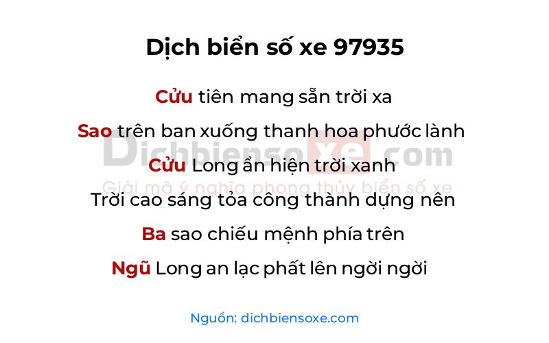 Dịch thơ biển số 97935
