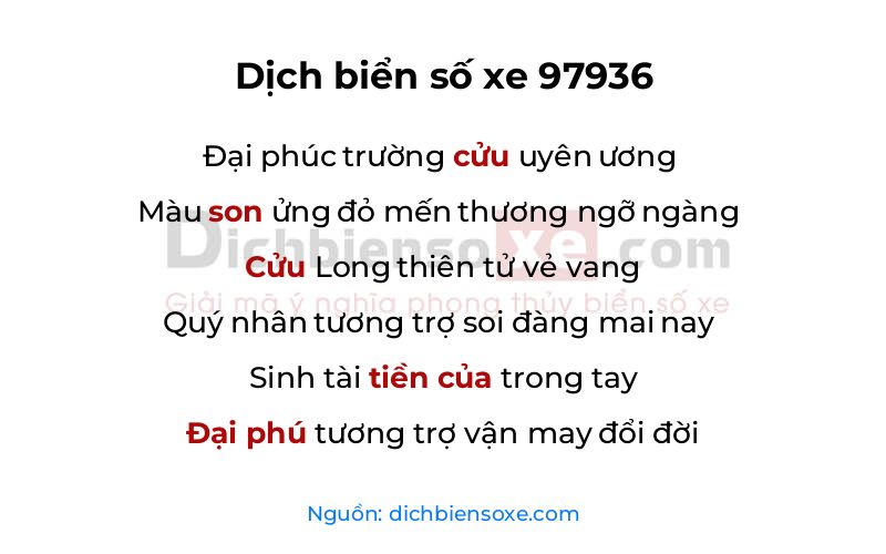 Dịch thơ biển số 97936