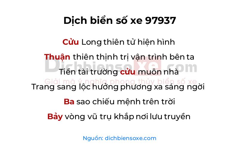 Dịch thơ biển số 97937
