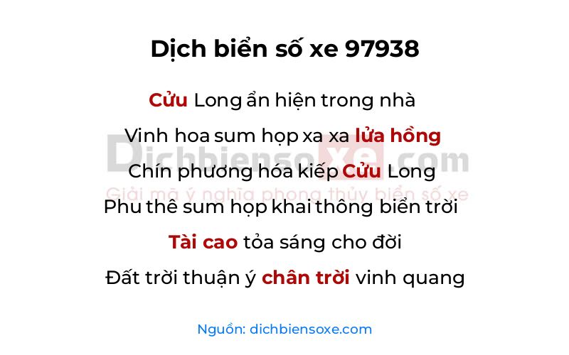 Dịch thơ biển số 97938