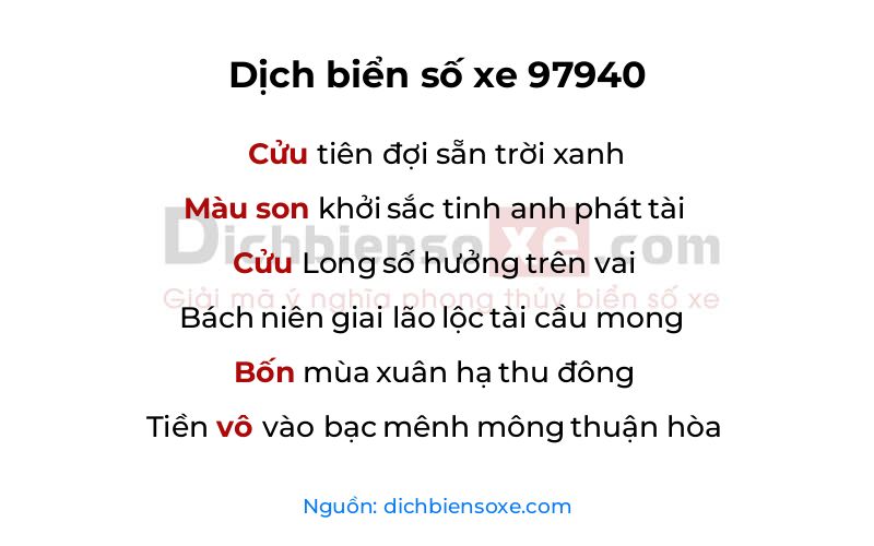 Dịch thơ biển số 97940