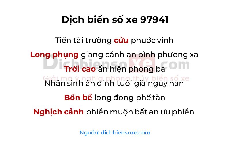 Dịch thơ biển số 97941