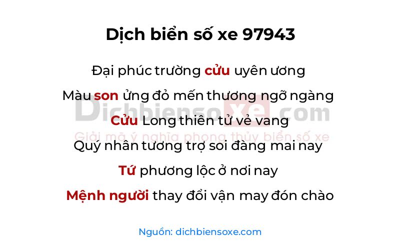 Dịch thơ biển số 97943