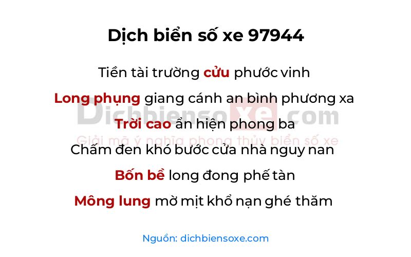 Dịch thơ biển số 97944